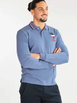 U.S. Polo Assn. Polo da uomo manica lunga in cotone