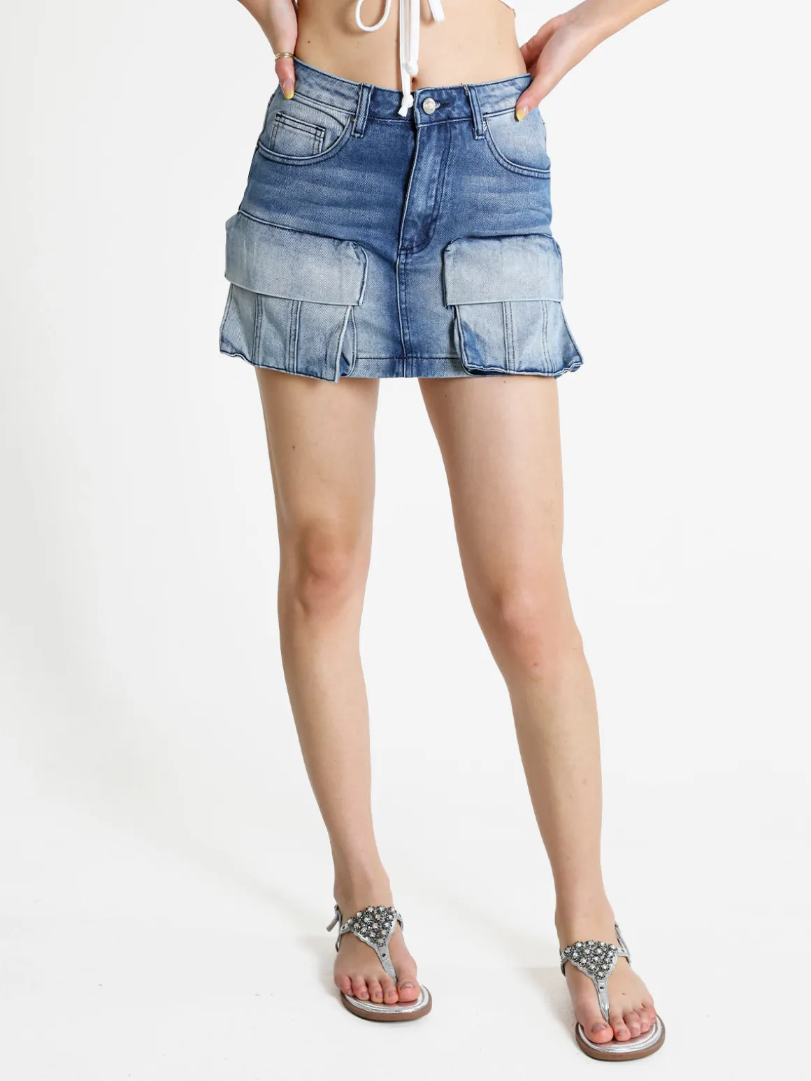 Vale Denim Gonna in jeans con tasconi