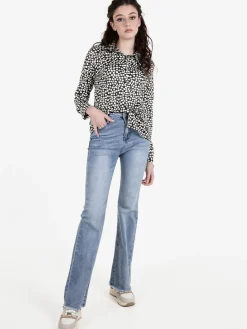 Vale Denim Jeans donna slim fit con finale sfrangiato a zampa