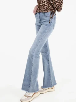 Vale Denim Jeans donna slim fit con finale sfrangiato a zampa