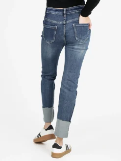 Vale Denim Jeans donna slim fit con maxi risvolto