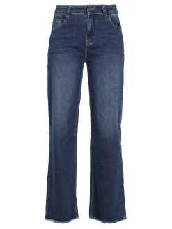 Vale Denim Jeans donna wide leg con finale sfrangiato