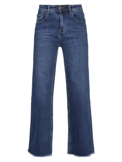 Vale Denim Jeans donna wide leg sfrangiati