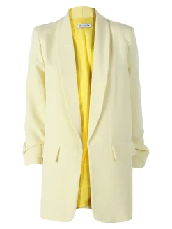 Vanita Blazer donna aperto con maniche arricciate - giallo