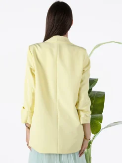 Vanita Blazer donna aperto con maniche arricciate - giallo