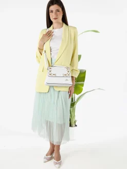 Vanita Blazer donna aperto con maniche arricciate - giallo
