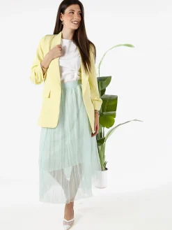 Vanita Blazer donna aperto con maniche arricciate - giallo