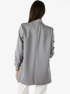 Vanita Blazer donna aperto con maniche arricciate - grigio