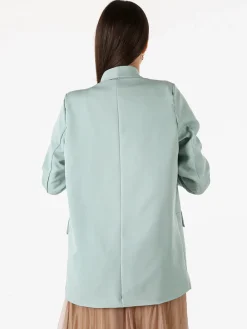 Vanita Blazer donna aperto con maniche arricciate - acqua marina