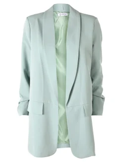 Vanita Blazer donna aperto con maniche arricciate - acqua marina