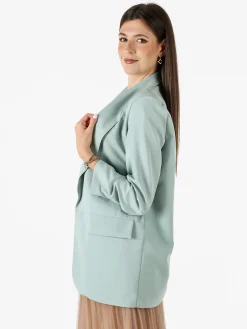 Vanita Blazer donna aperto con maniche arricciate - acqua marina