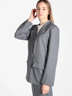 Vanita Blazer donna gessato con chiusura a doppio petto