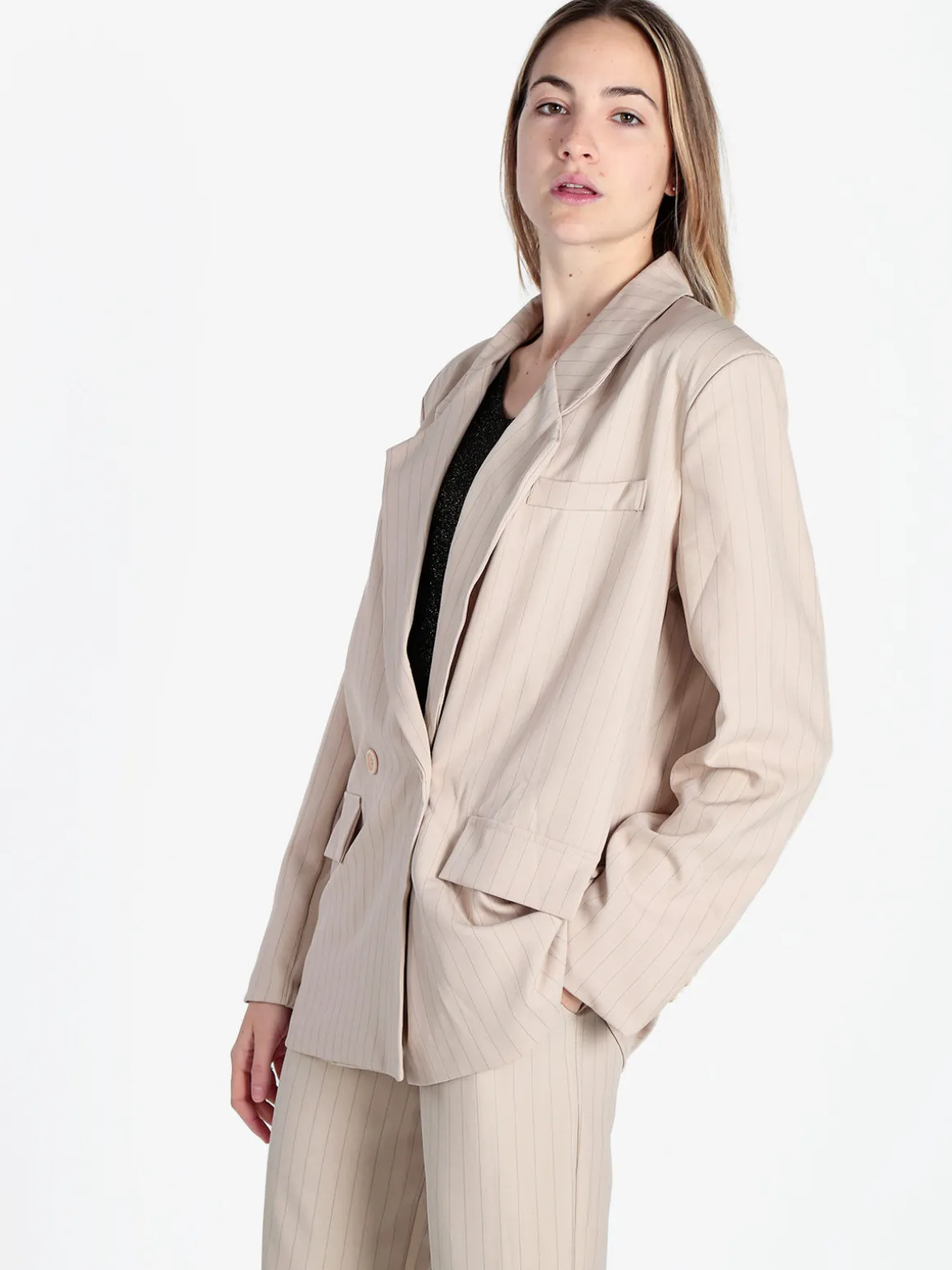 Vanita Blazer donna gessato con chiusura a doppio petto