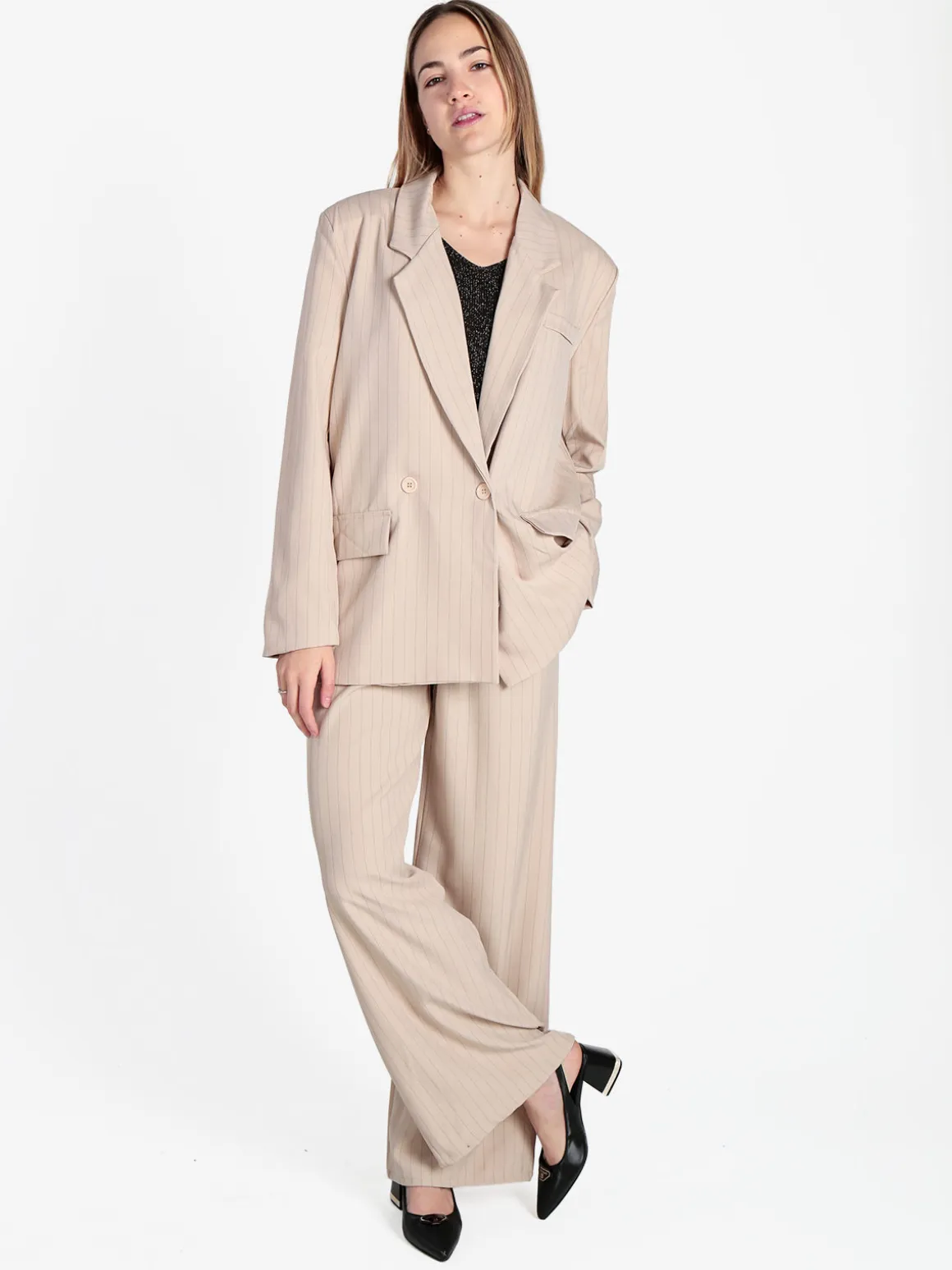 Vanita Blazer donna gessato con chiusura a doppio petto