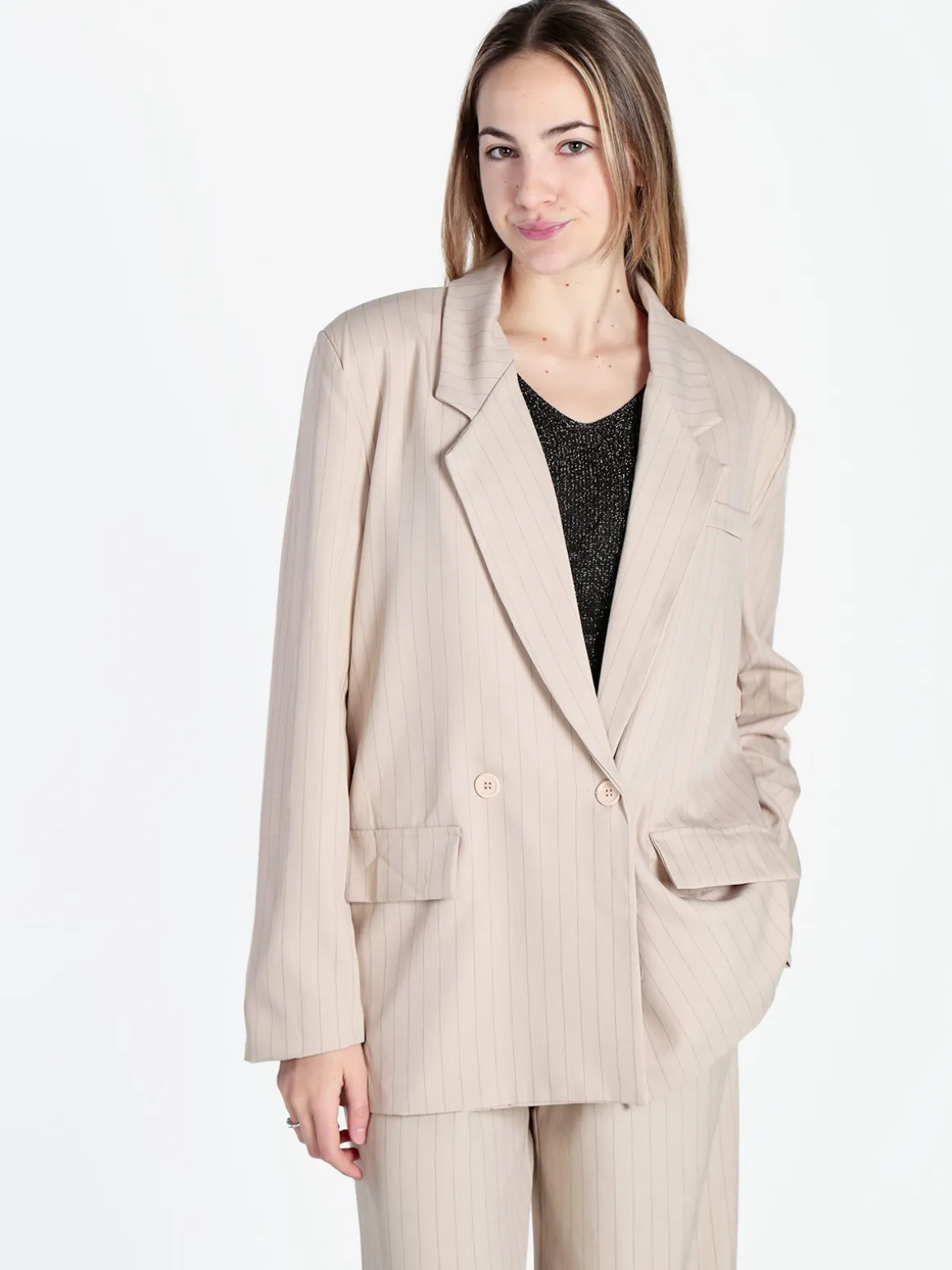 Vanita Blazer donna gessato con chiusura a doppio petto