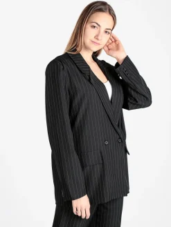 Vanita Blazer donna gessato con chiusura a doppio petto
