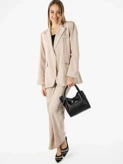 Vanita Blazer donna oversize con bottone - beige