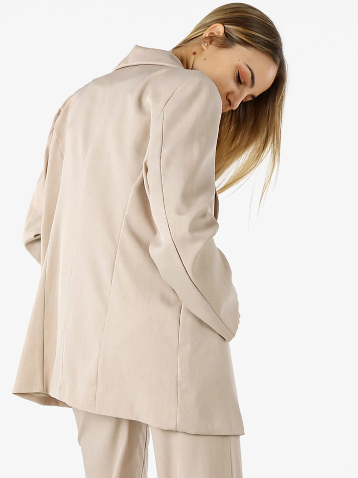 Vanita Blazer donna oversize con bottone - beige
