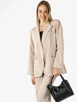 Vanita Blazer donna oversize con bottone - beige