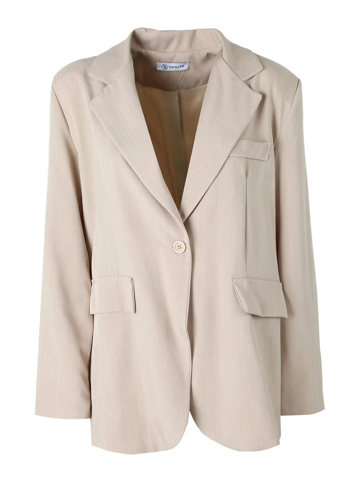 Vanita Blazer donna oversize con bottone - beige