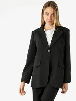 Vanita Blazer donna oversize con bottone - nero