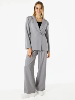 Vanita Blazer elegante da donna a doppiopetto con bottoni - grigio