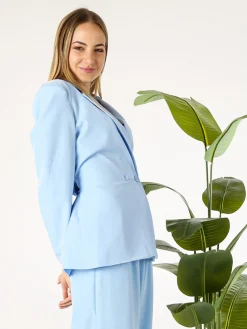 Vanita Blazer elegante da donna a doppiopetto con bottoni - azzurro