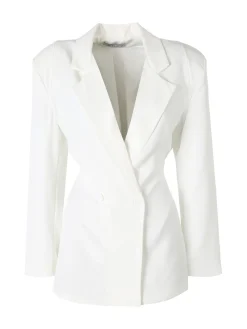 Vanita Blazer elegante da donna a doppiopetto con bottoni - bianco