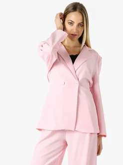 Vanita Blazer elegante da donna a doppiopetto con bottoni - rosa