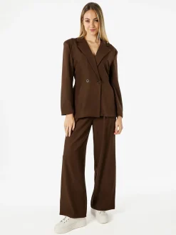 Vanita Blazer elegante da donna a doppiopetto con bottoni - marrone