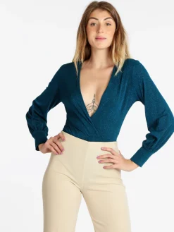 Vanita Body con scollo a portafoglio con lurex