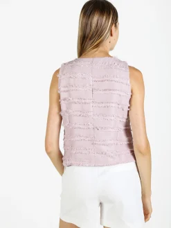 Vanita Gilet donna con dettagli sfrangiati - rosa