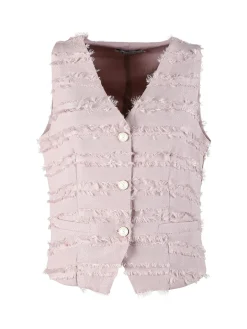 Vanita Gilet donna con dettagli sfrangiati - rosa