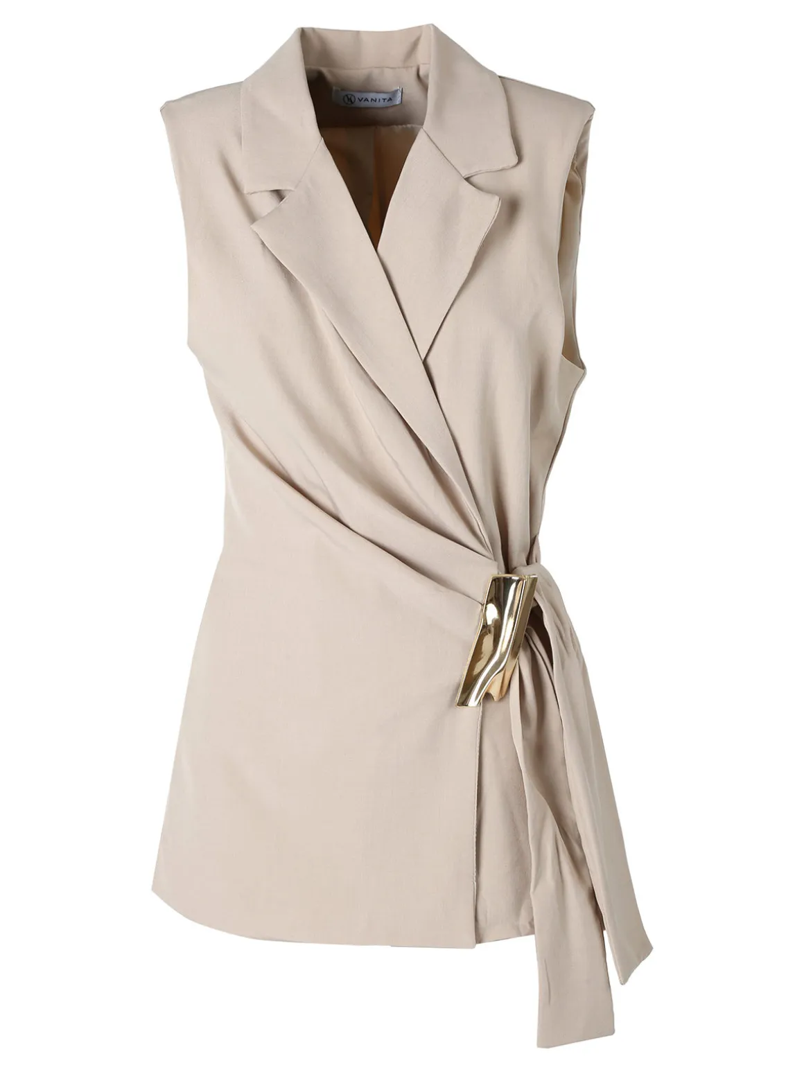 Vanita Gilet donna con dettaglio dorato - beige