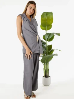 Vanita Gilet donna con dettaglio dorato - grigio