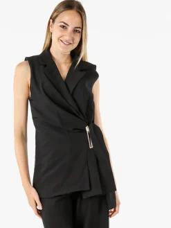 Vanita Gilet donna con dettaglio dorato - nero