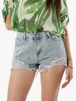 Vanita Shorts in jeans da donna con strappi e micro borchie - jeans