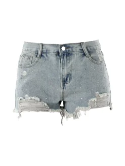Vanita Shorts in jeans da donna con strappi e micro borchie - jeans