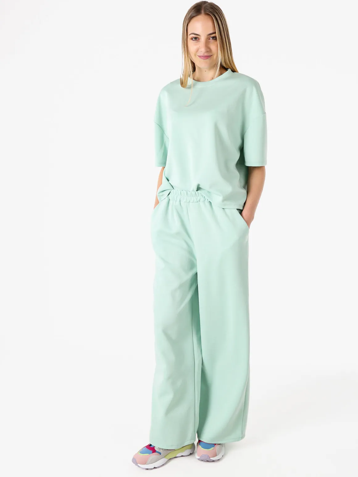 Vanita T-shirt donna oversize in felpa - acqua marina