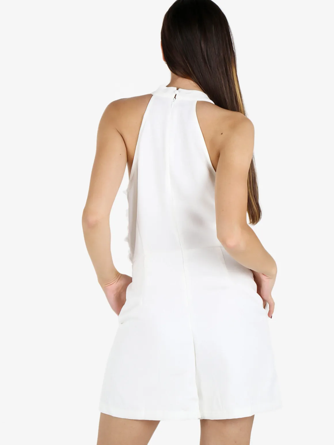 Vanita Tuta jumpsuite elegante da donna con allacciatura al collo