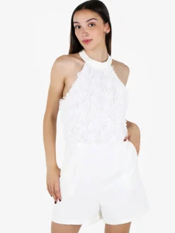 Vanita Tuta jumpsuite elegante da donna con allacciatura al collo