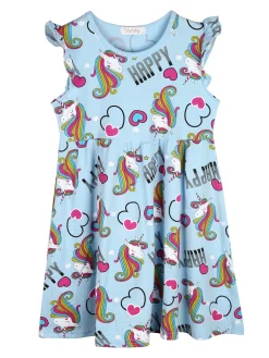 Vanity Girl'S Vestito da bambina unicorno con maniche a volant