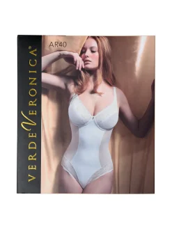 Verde Veronica AR40 Body donna con pizzo senza ferretto coppa C - panna
