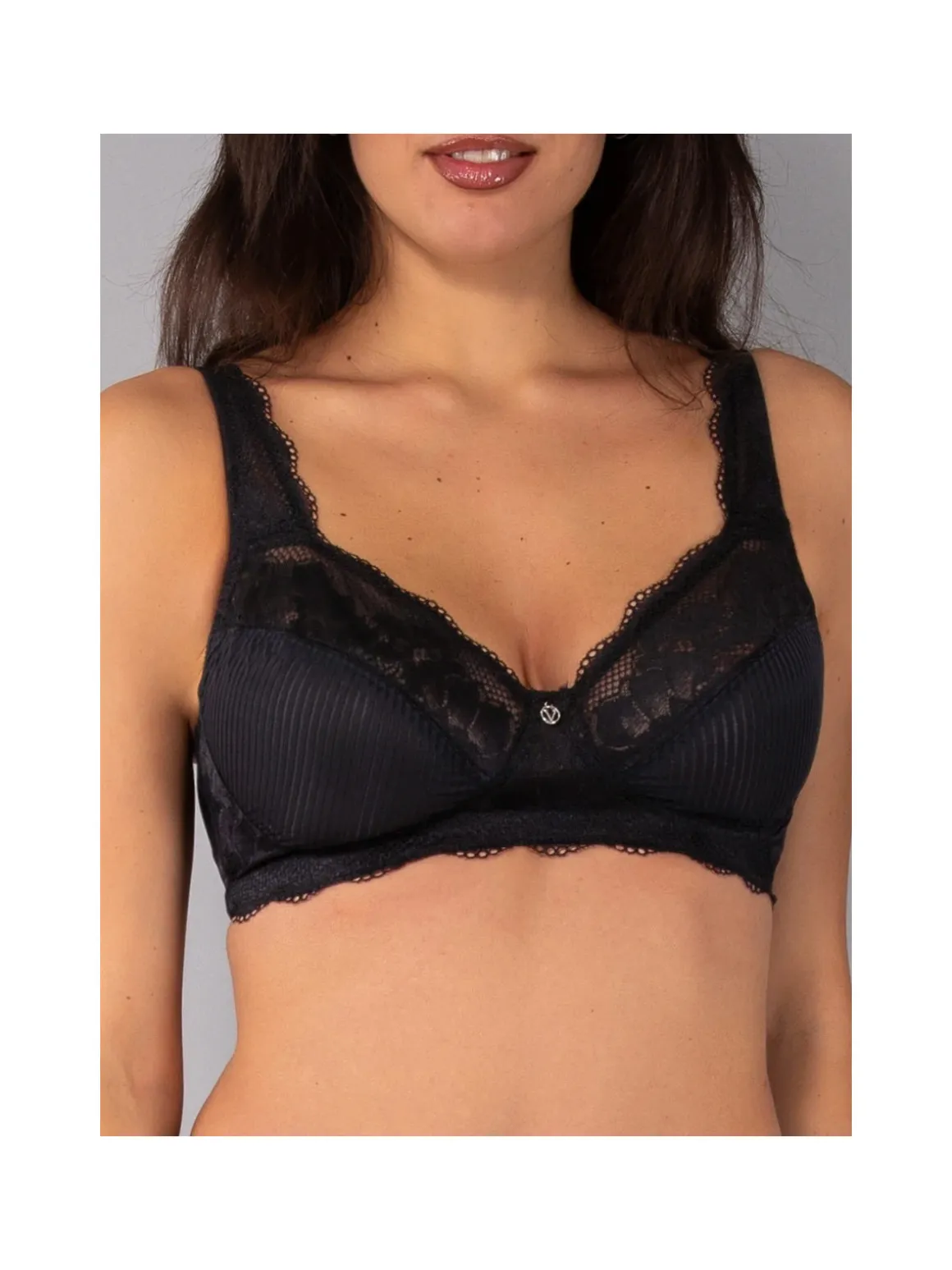 Verde Veronica AR10 Reggiseno preformato con pizzo senza ferretto coppa D - nero