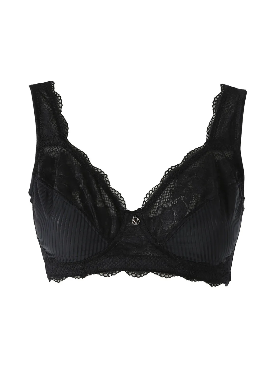 Verde Veronica AR10 Reggiseno preformato con pizzo senza ferretto coppa D - nero