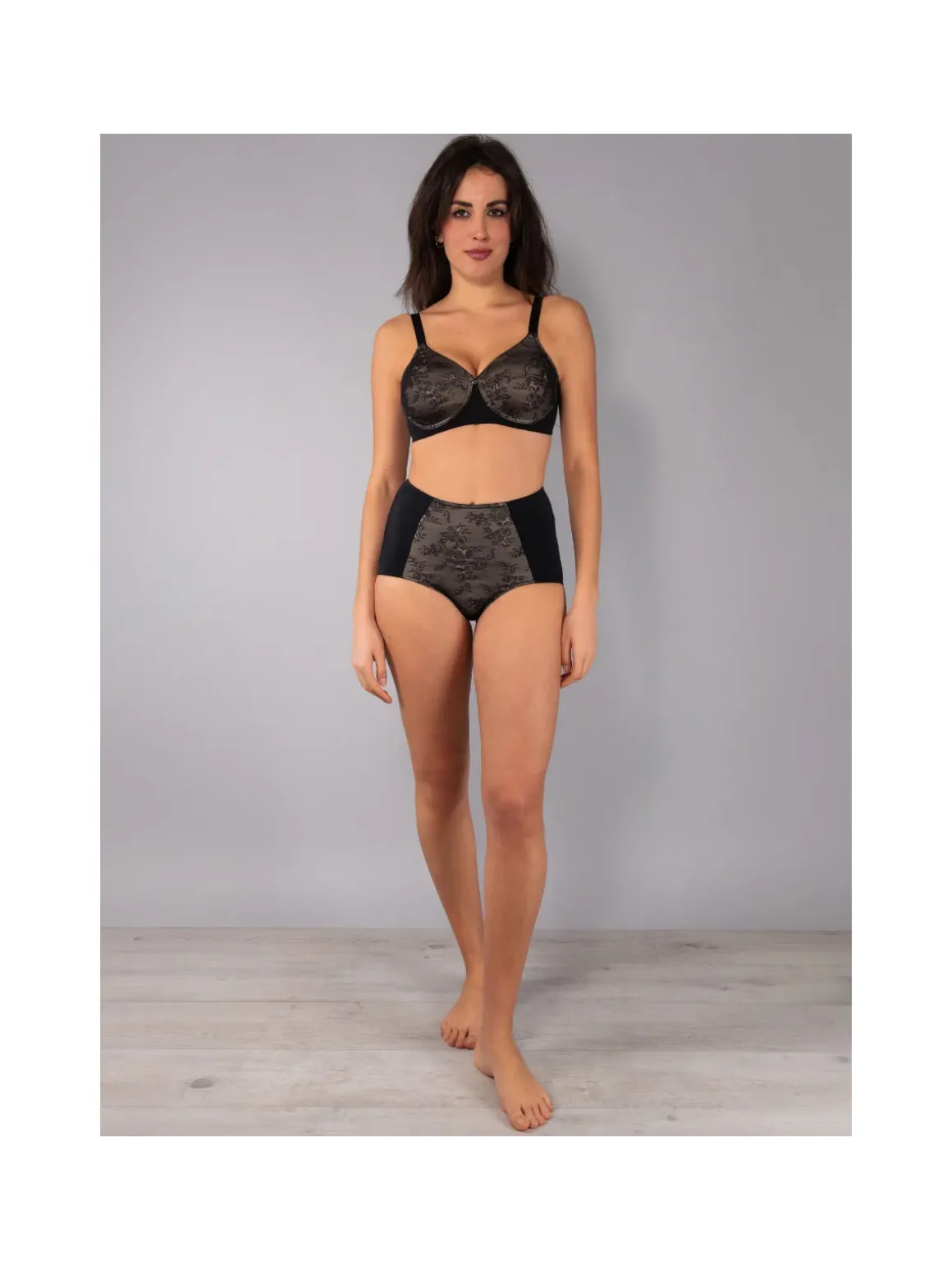 Verde Veronica DR16 Reggiseno donna imbottito senza ferretto coppa D - nero