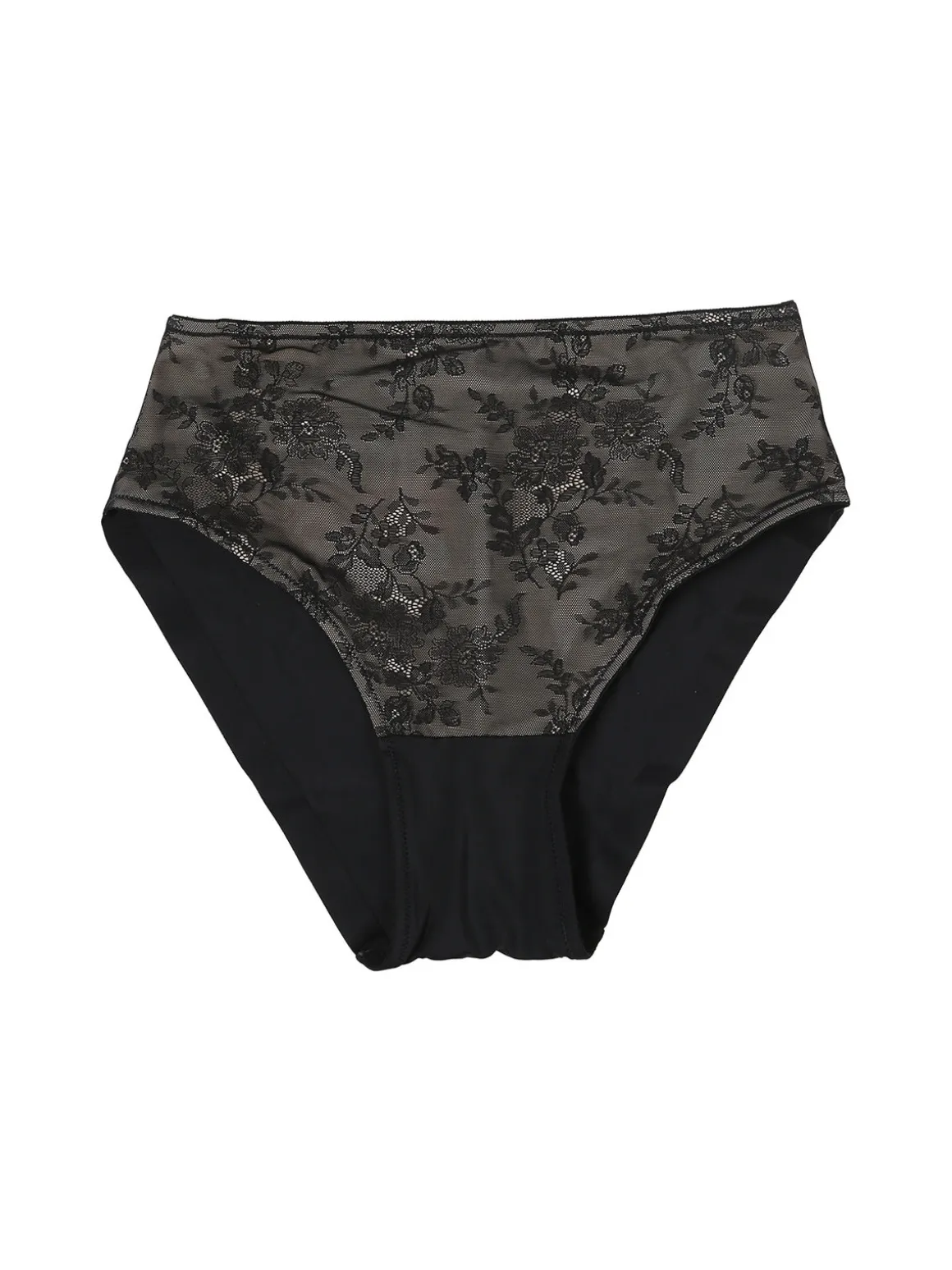 Verde Veronica DR35 Slip donna a vita alta con pizzo - nero