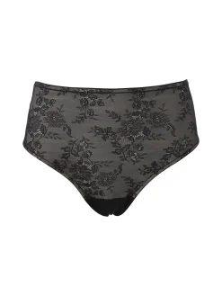 Verde Veronica DR35 Slip donna a vita alta con pizzo - nero