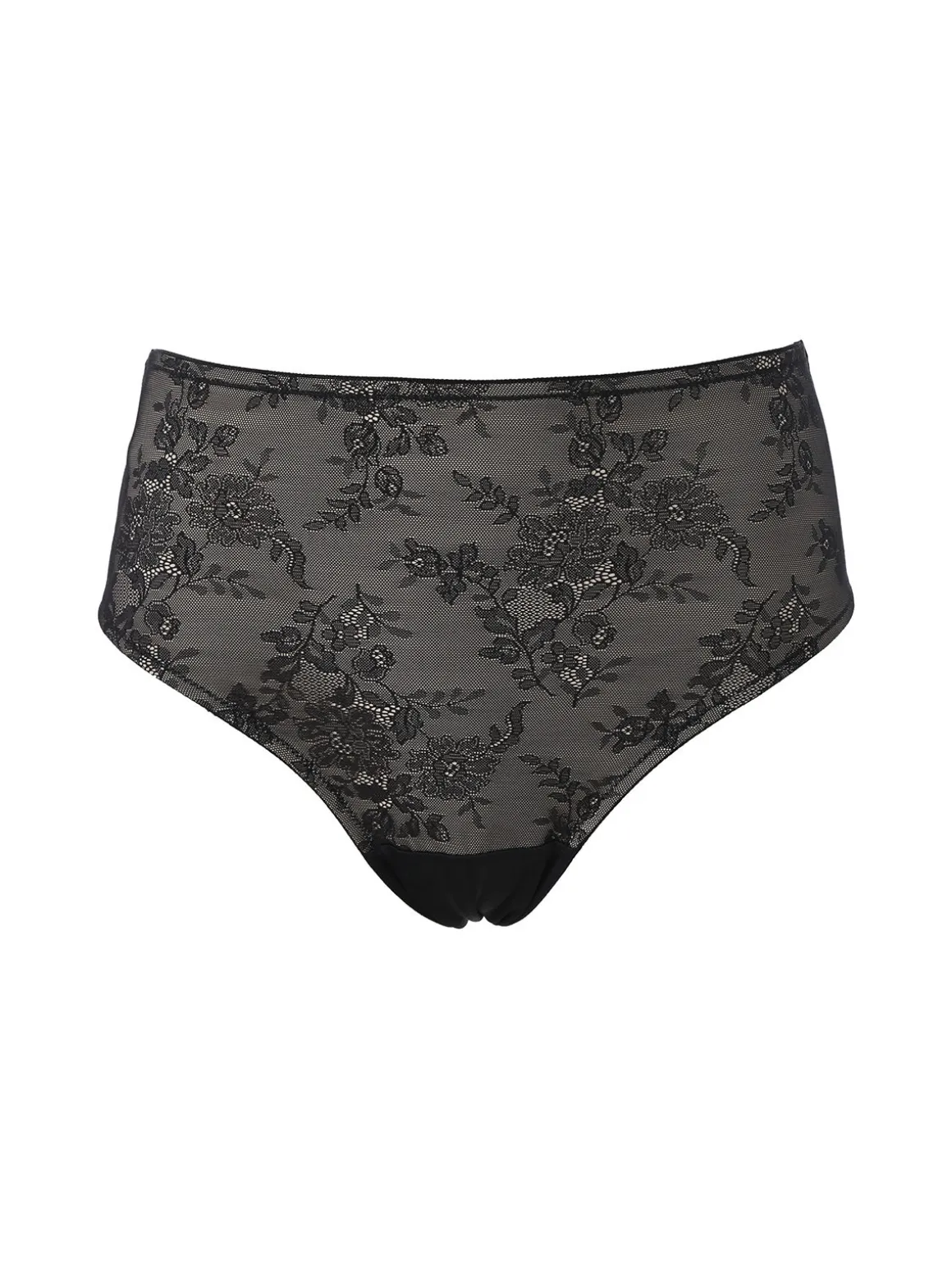 Verde Veronica DR35 Slip donna a vita alta con pizzo - nero