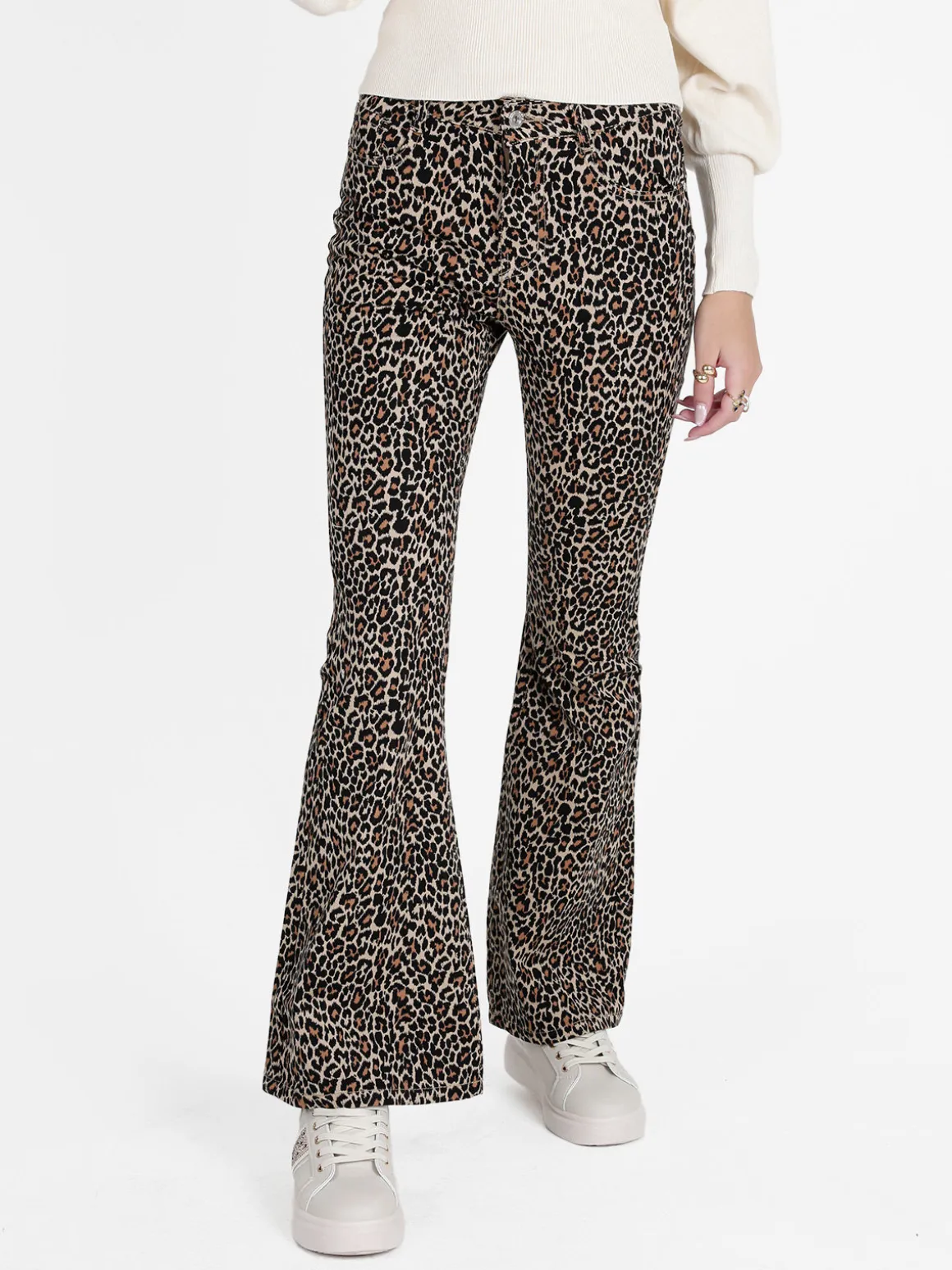 Vestella Pantaloni donna maculati slim fit a zampa